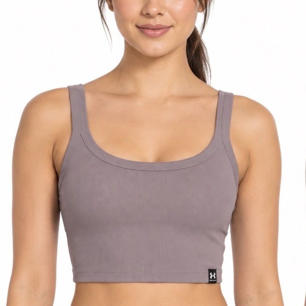 Under Armour Ribbed Crop Tank Top Mauve Purple XL NEW Activewear Gym 110-28
